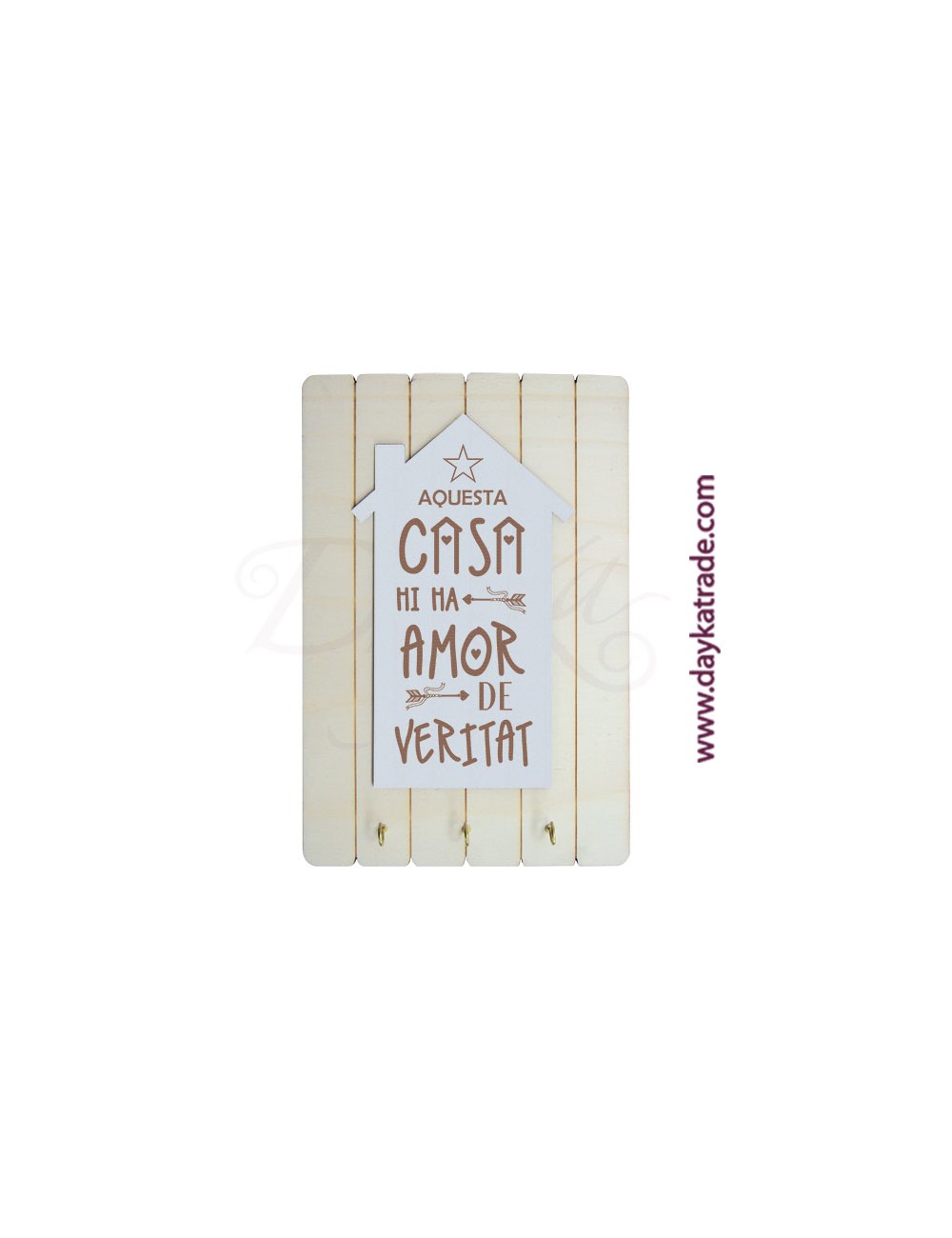 Cuelga llaves con tabla rectangular con tablero "aquesta casa mi ma amor"