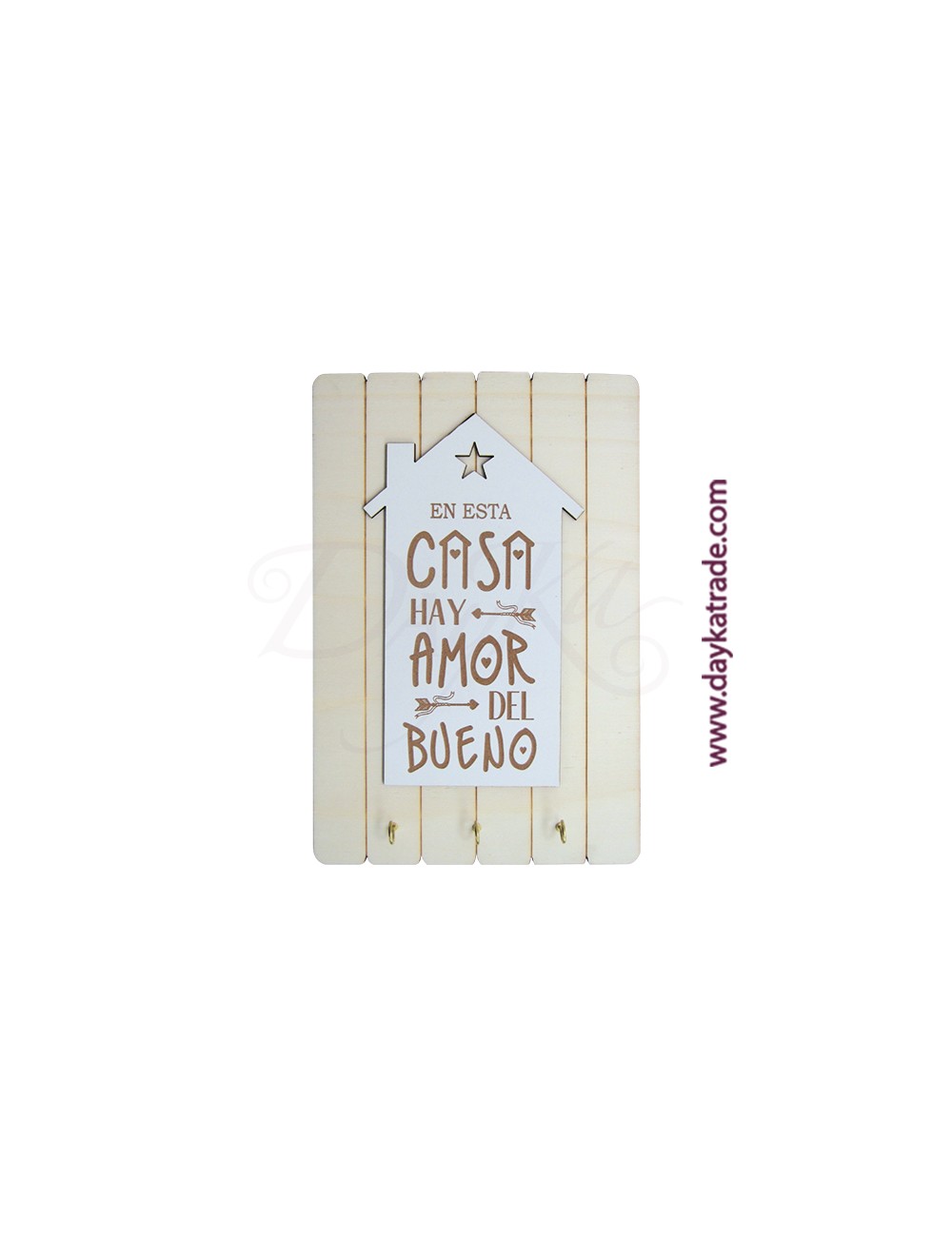 Cuelga llaves con tabla rectangular con tablero "en esta casa hay amor del bueno"