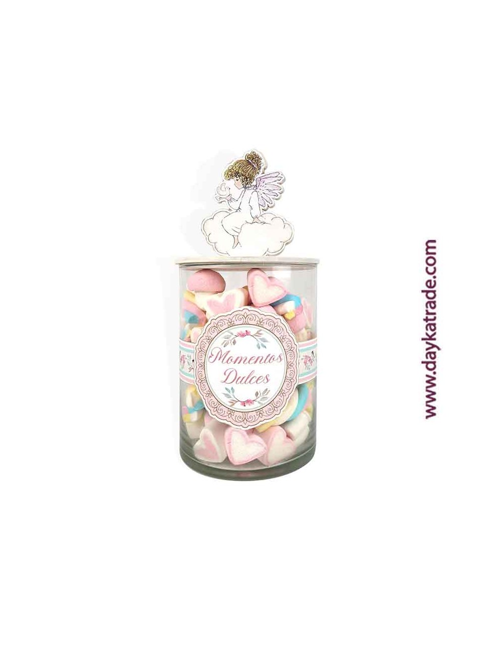 Bote de chuches con angelita (ideal para Comunión o bautizo)