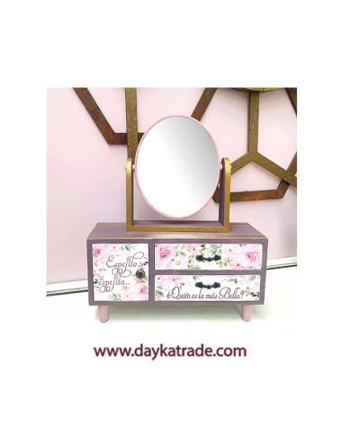 Caja con patas 2 cajones y una puerta + espejo + prediseñado