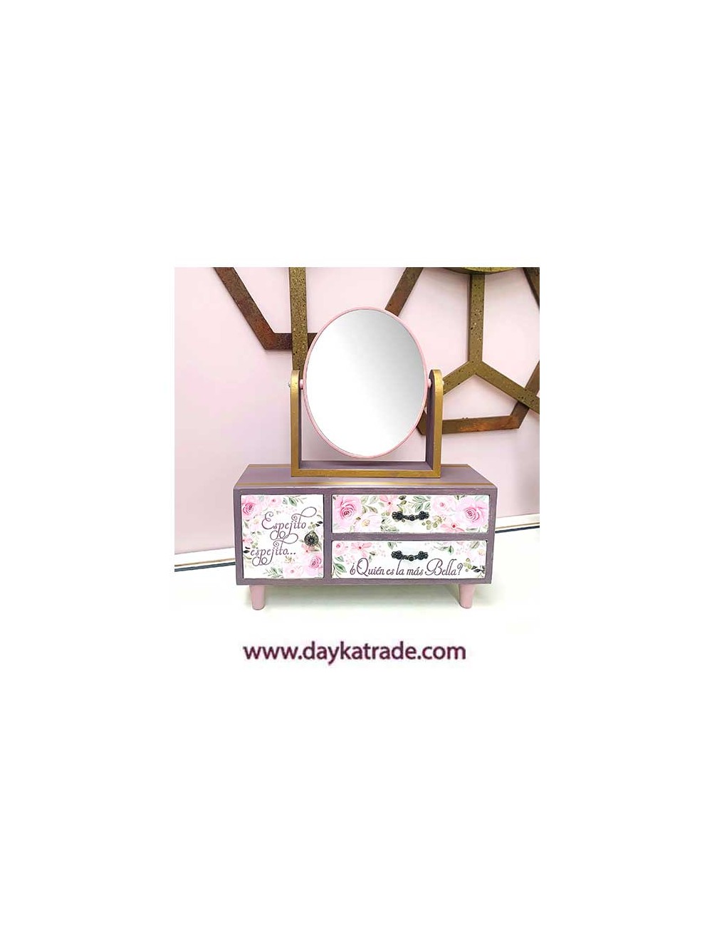 Caja con patas 2 cajones y una puerta + espejo + prediseñado
