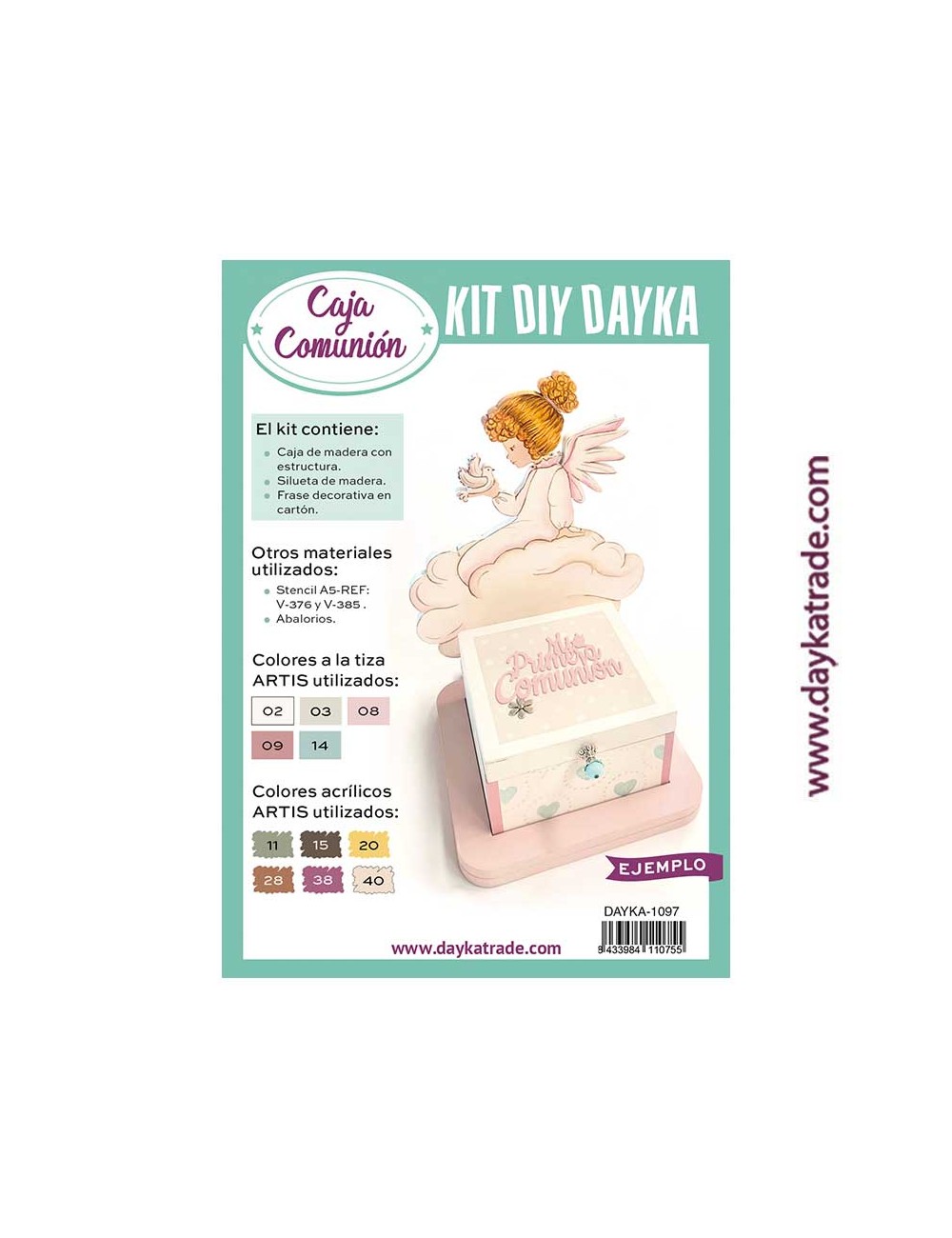 Caja con silueta angelita Comunión niña
