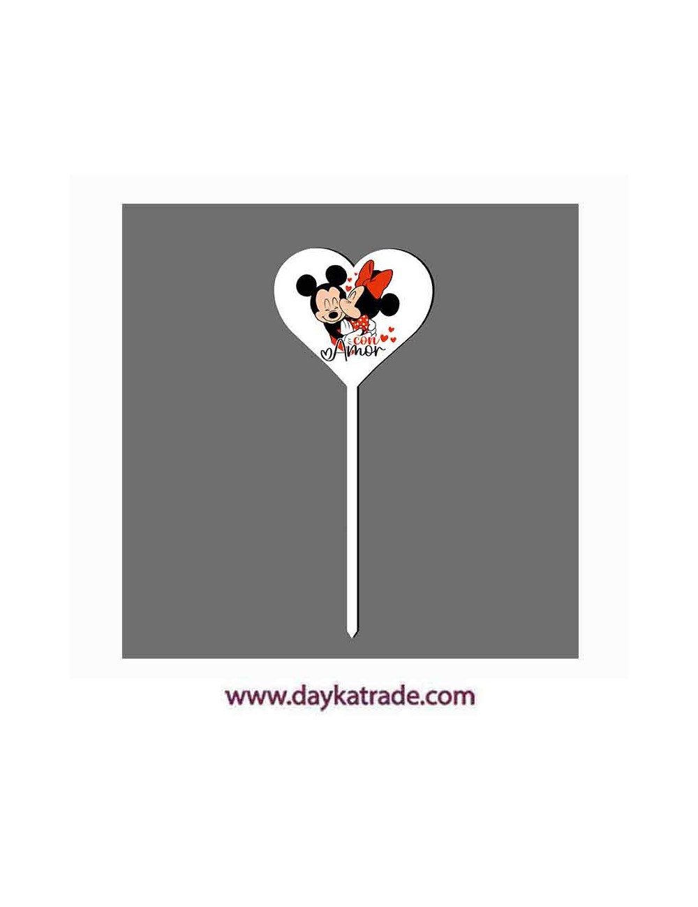 Espeto corazón "con amor" mickey y minnie