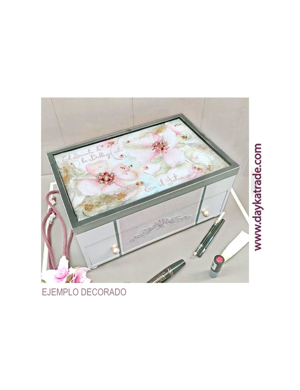Caja maquillaje con tela pre-diseñada