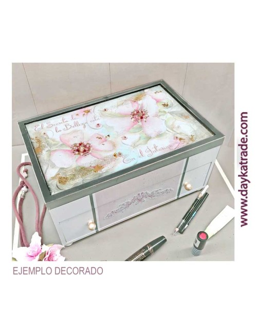 Caja maquillaje con tela pre-diseñada