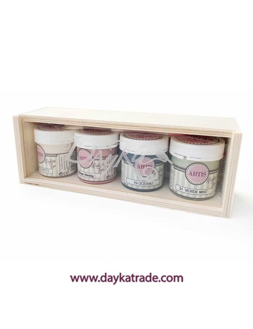 Cajita 4 pinturas chalk artis de 100 ml