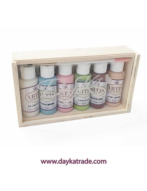 Cajita 6 pinturas acríliCas artis tonos pastel 60 ml