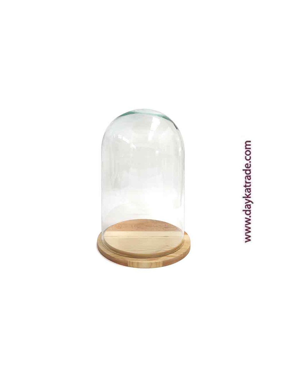 Campana de cristal con base de madera