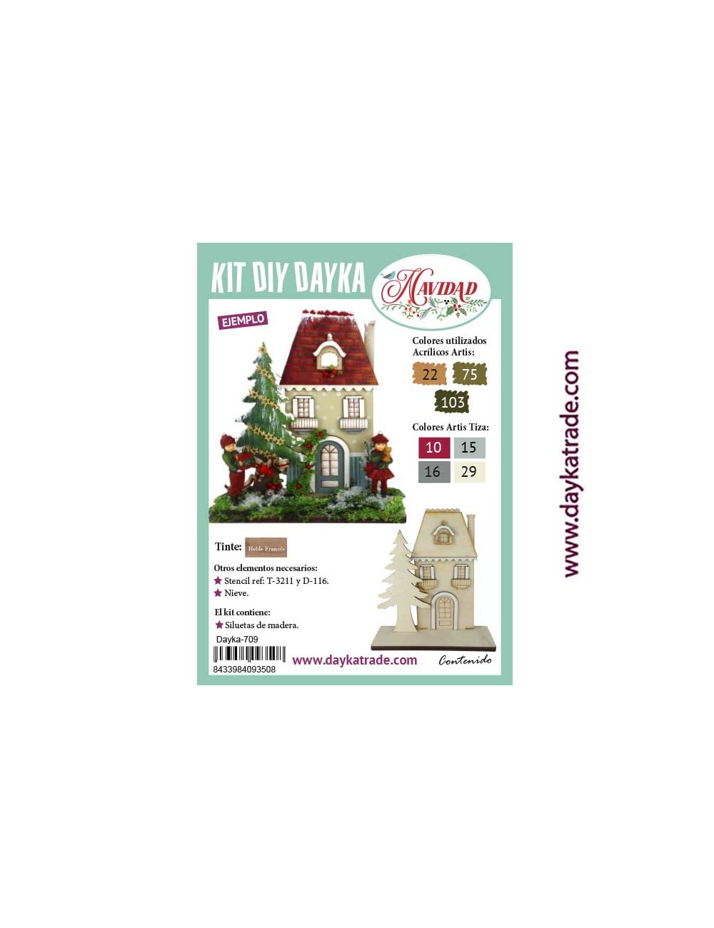 Casita navideña con abeto