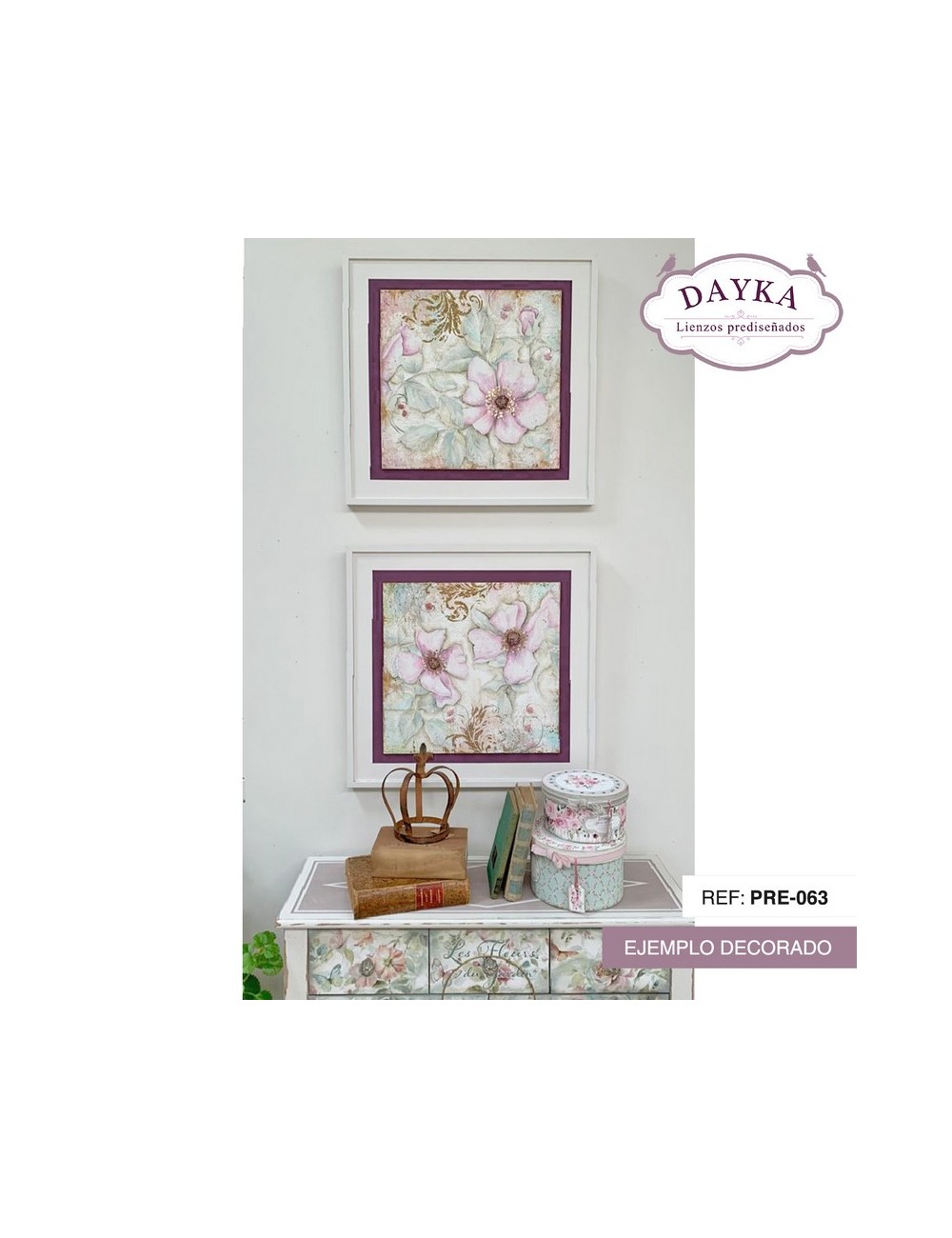 Conjunto de 2 cuadros rosas silvestres