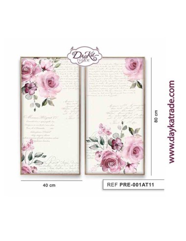 Conjunto de cuadros florales rosas