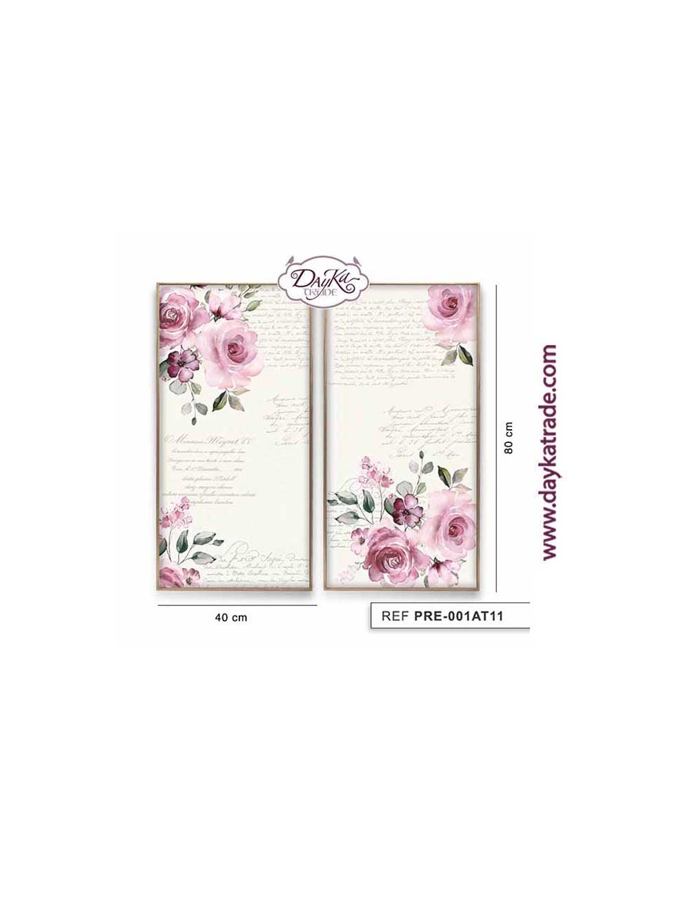 Conjunto de cuadros florales rosas