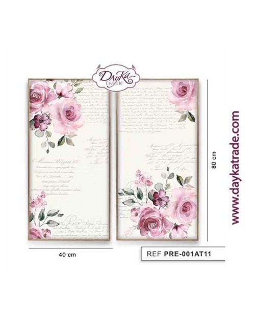 Conjunto de cuadros florales rosas