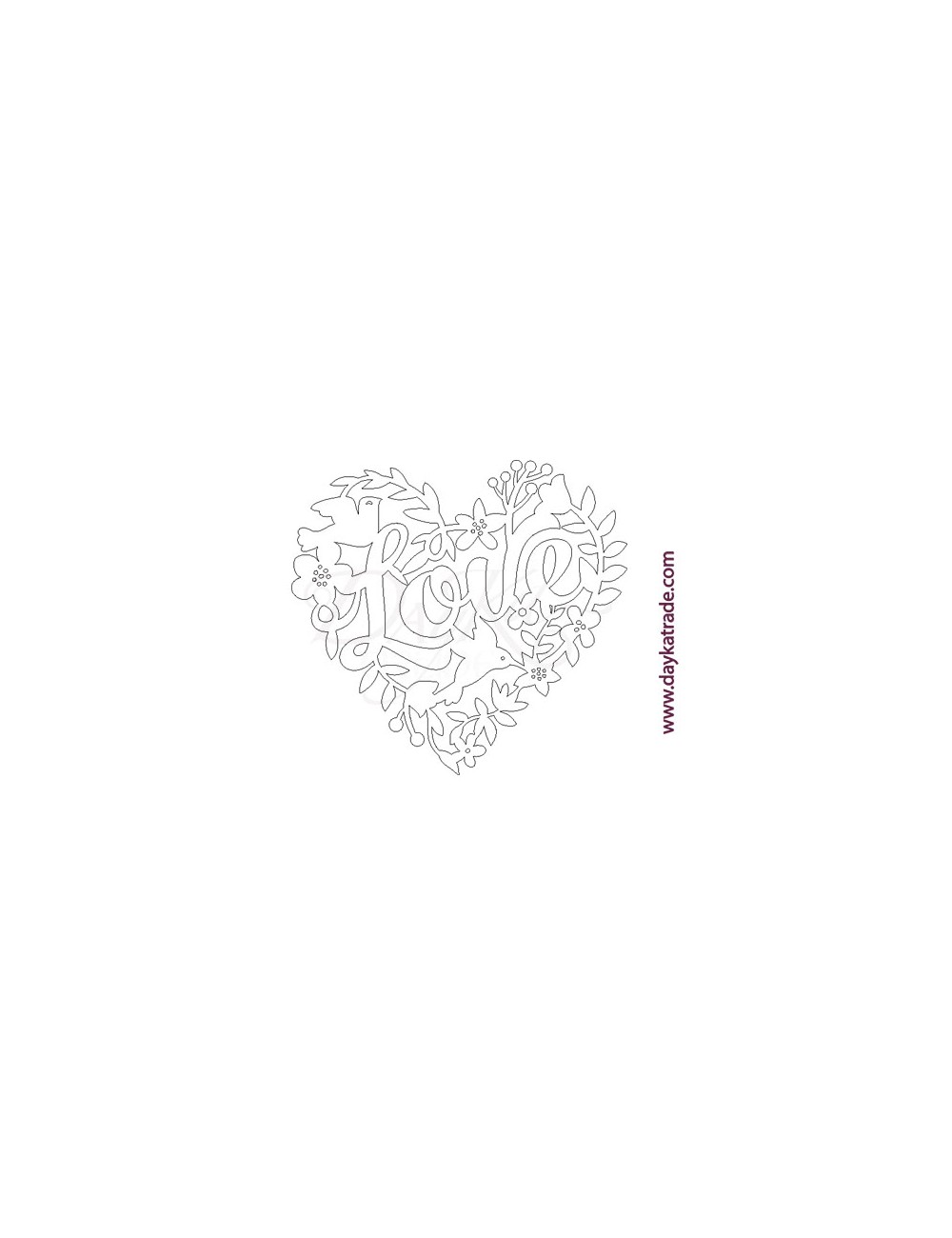 Corazón love pájaro de cartón blanCo