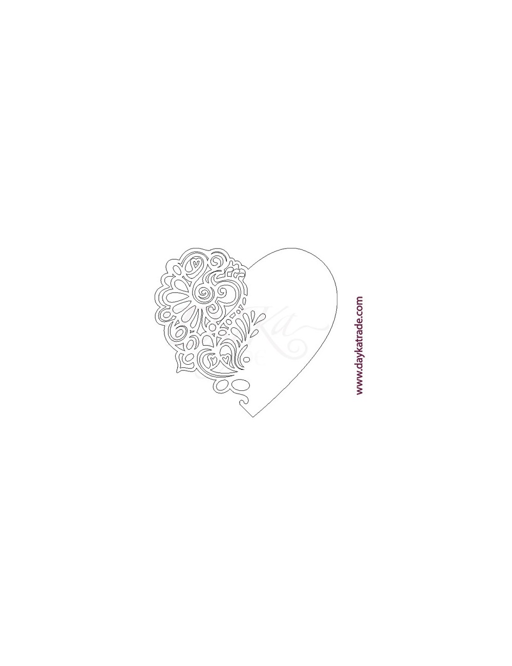 Corazón mitad filigrana de cartón blanCo