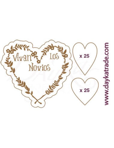 Etiqueta corazón "vivan los novios"