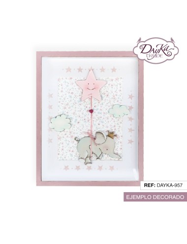 Cuadro infantil elefante y estrella