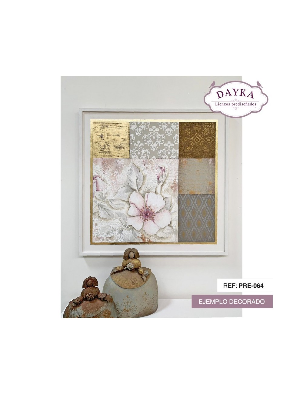 Cuadro rosa silvestre 70x70