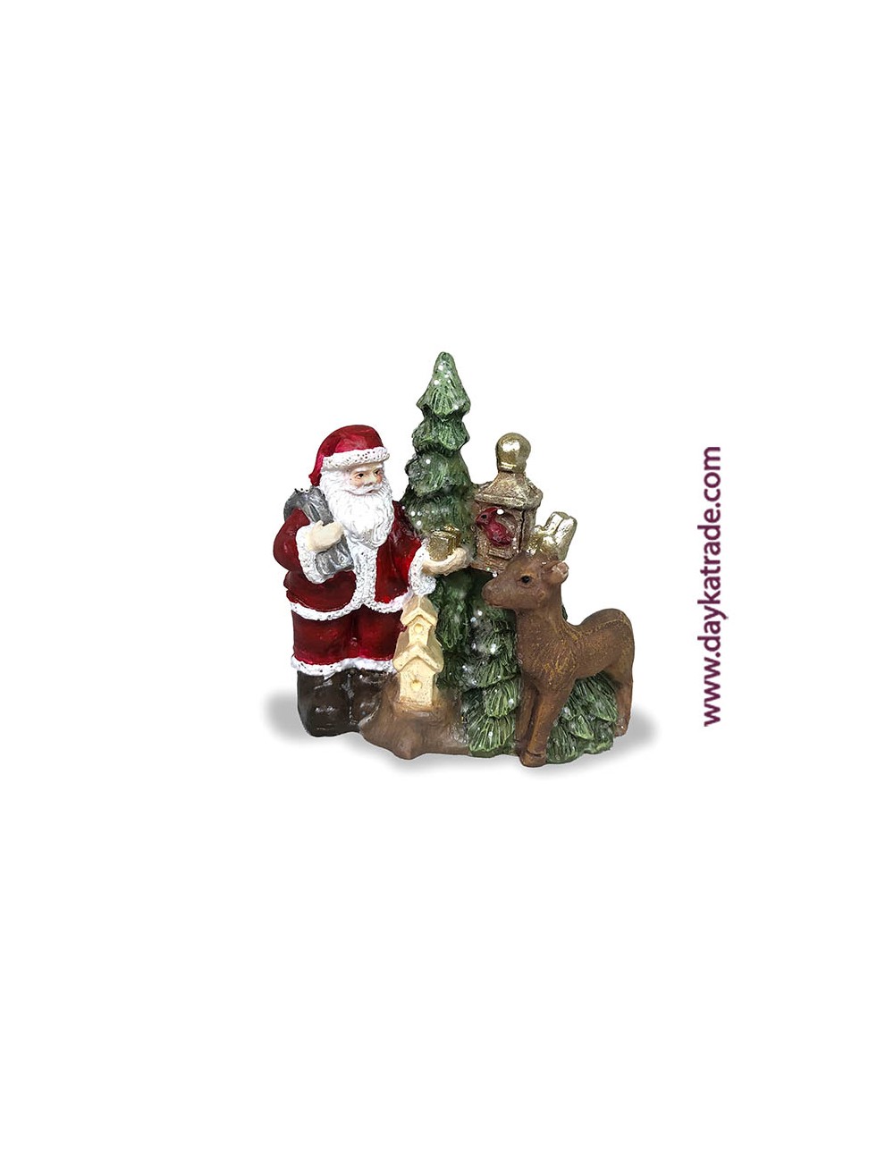 Figura santa con abeto y reno mini
