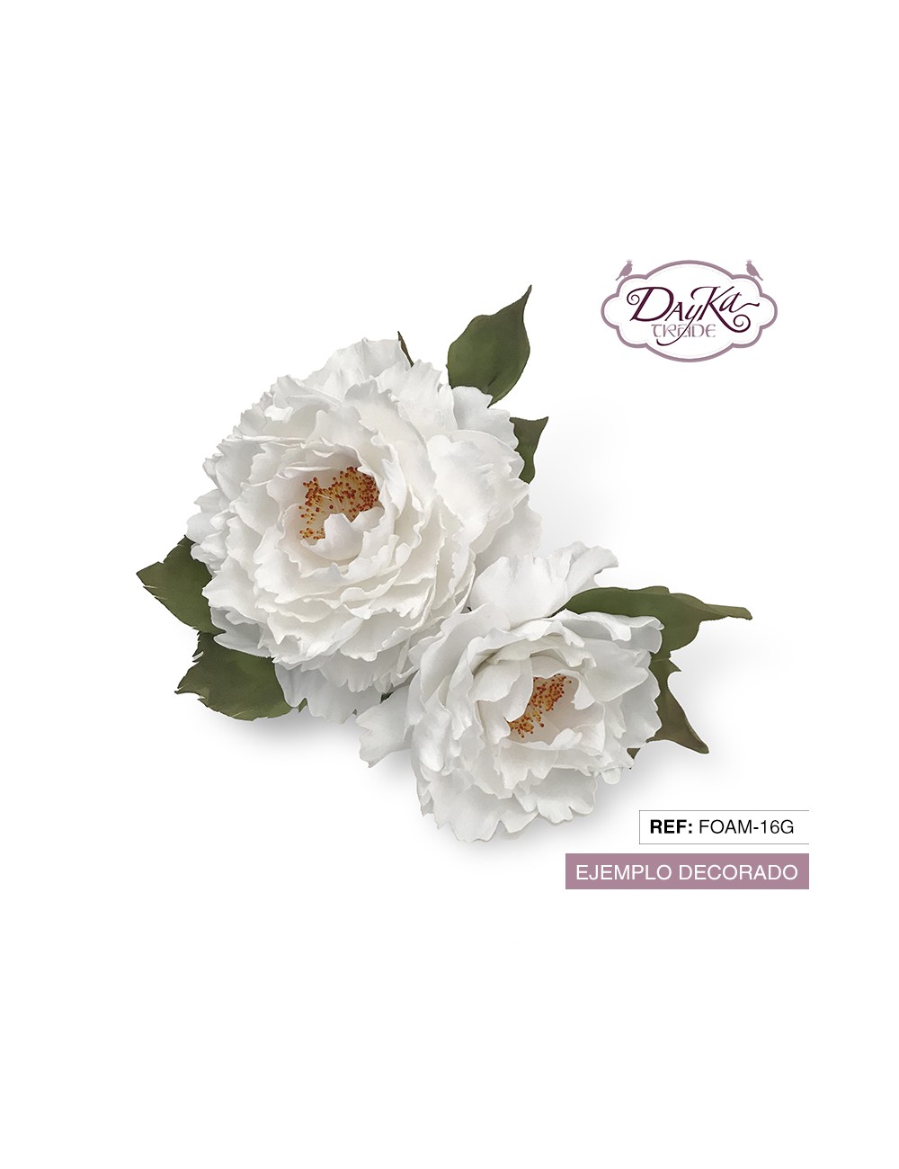 Flor de foamiran peonía gigante blanca