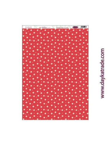 Flores con fondo rojo - tela para scrap y cartonaje? 32×70 cm - "Que me quiten lo bailao"
