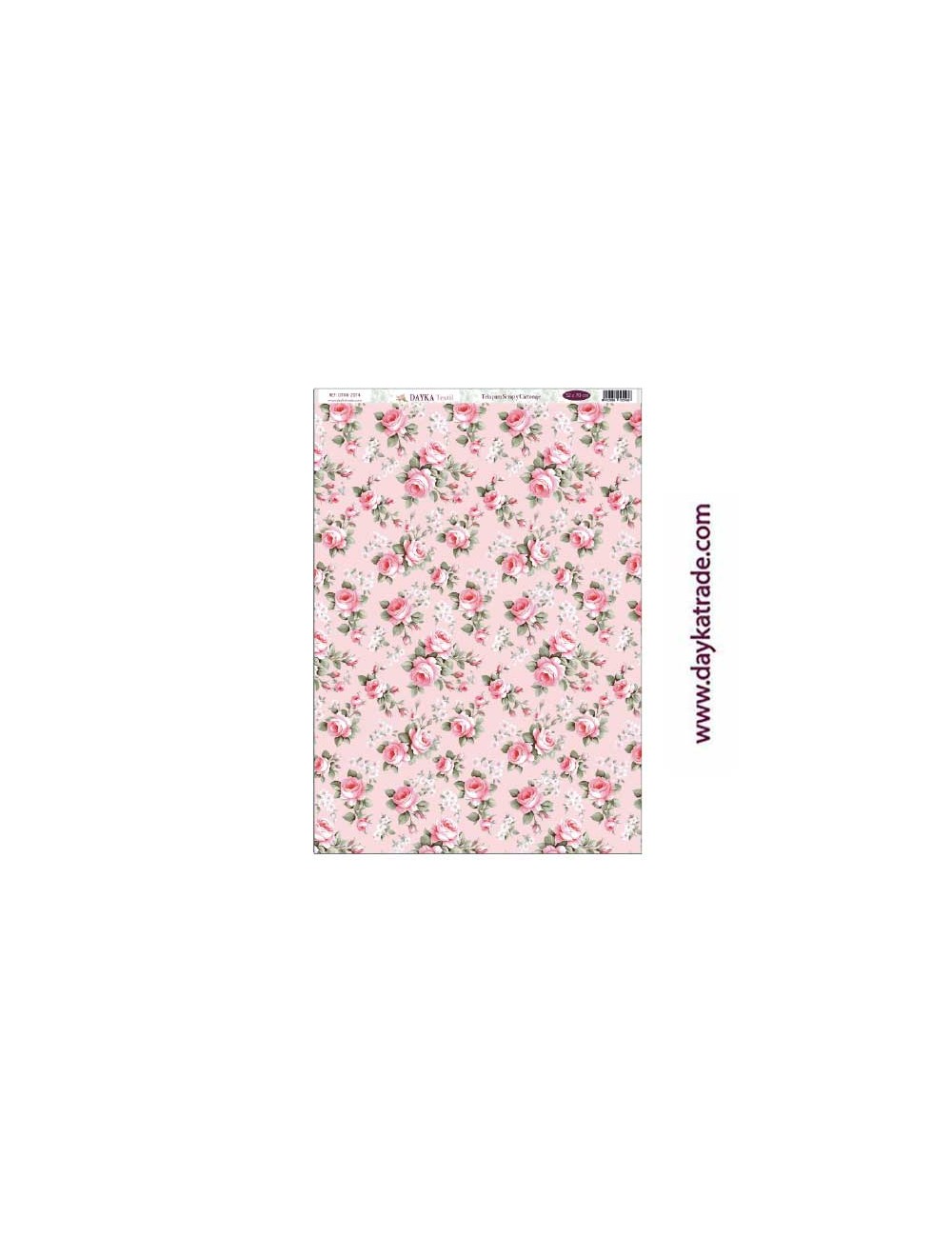 Flores con fondo rosa - tela para scrap y cartonaje? 32×70 cm
