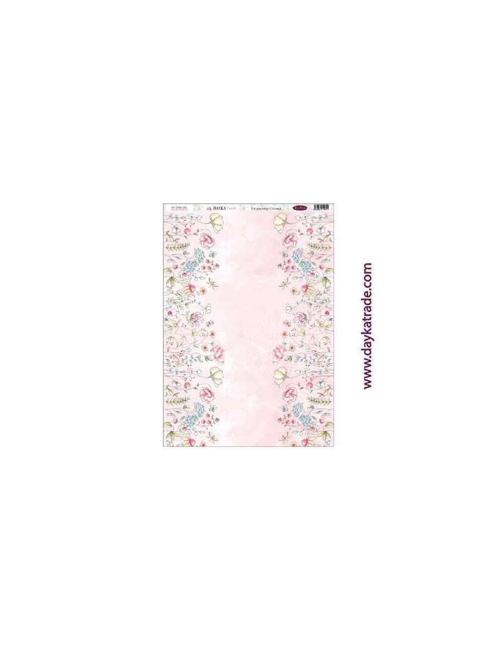 Flores con fondo rosa - tela para scrap y cartonaje? 32×70 cm - "Que me quiten lo bailao"