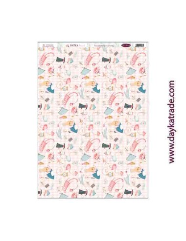 Fondo alicia - tela para scrap y cartonaje? 32×70 cm