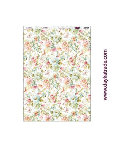 Fondo flores mariposas - tela para scrap y cartonaje? 32×70 cm