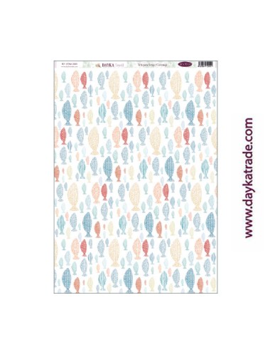Fondo peces de colores - tela para scrap y cartonaje? 32×70 cm