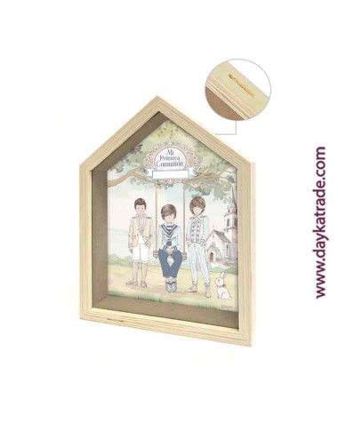 hucha casa Comunión niños con tela prediseñada
