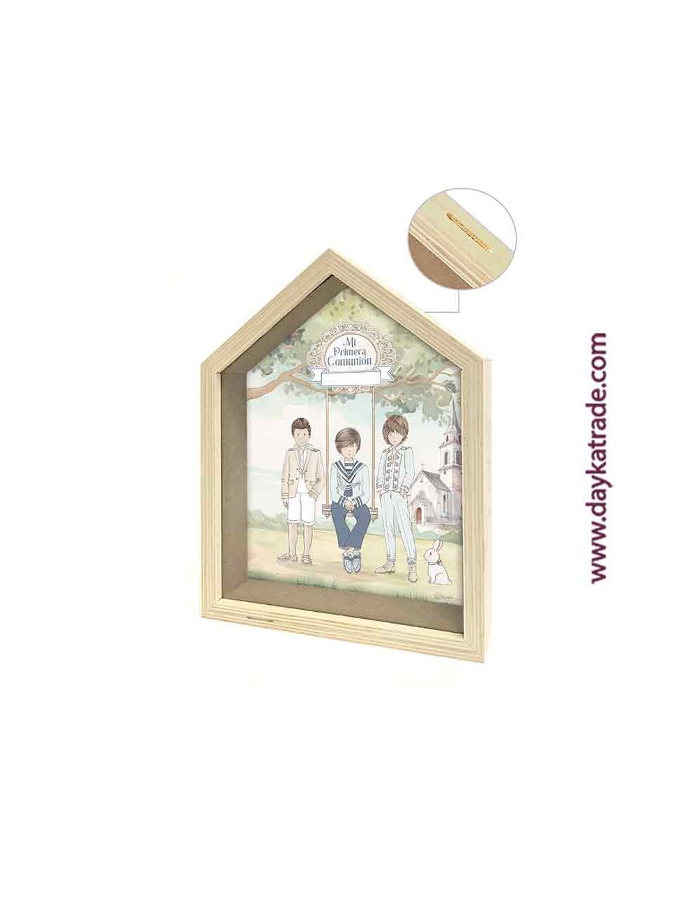 hucha casa Comunión niños con tela prediseñada