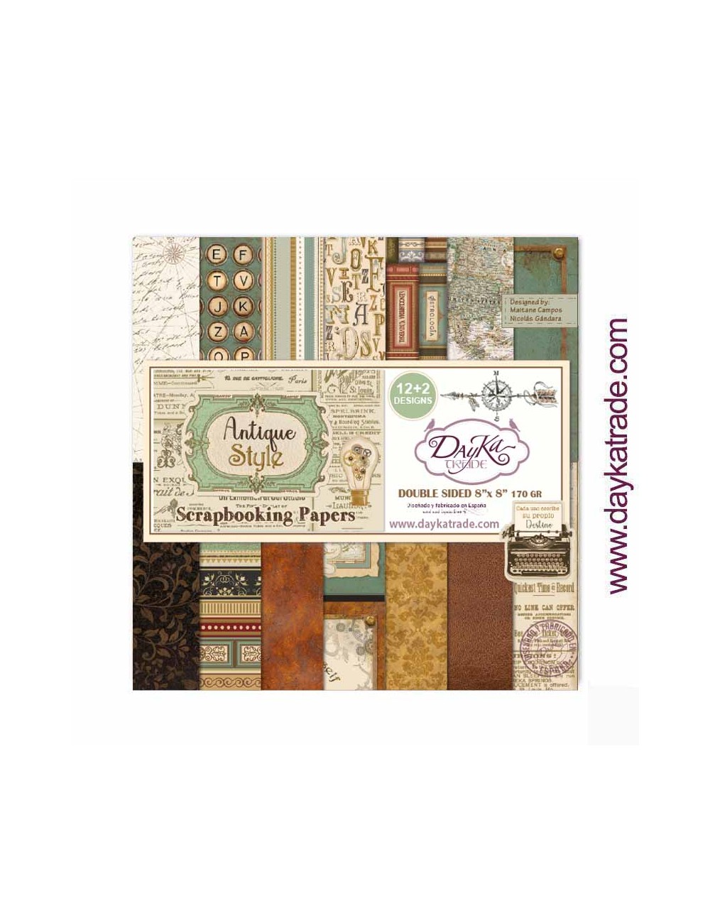 Kit colección scrap "Antique Style" dayka x pulgadas
