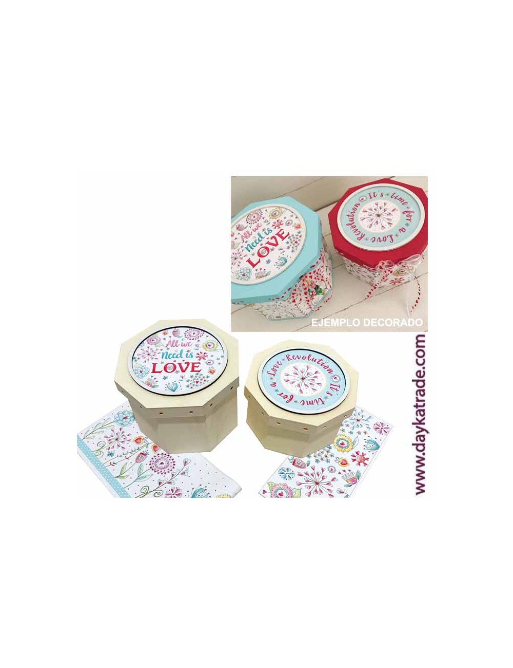Kit 2 cajas octogonales lazos love