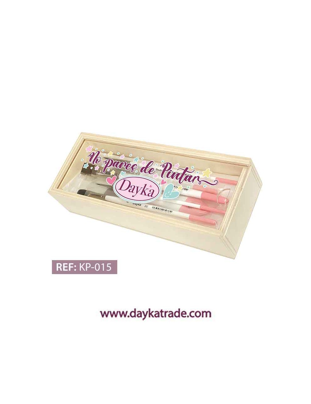 kit básico de pinceles y estuche con mensaje pintado
