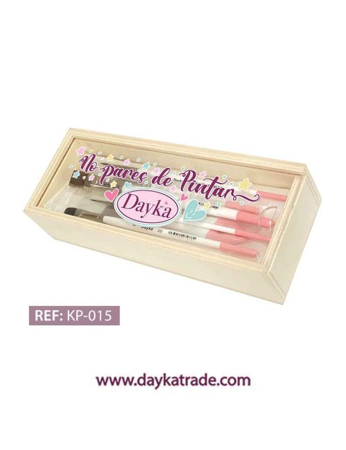 kit básico de pinceles y estuche con mensaje pintado