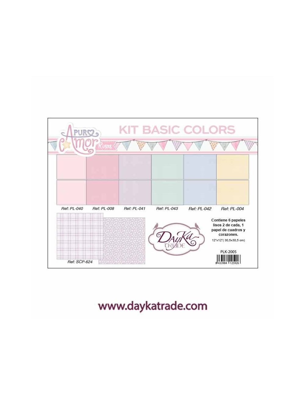 Kit de papeles basic colors colección de bebé "Puro Amor rosas"