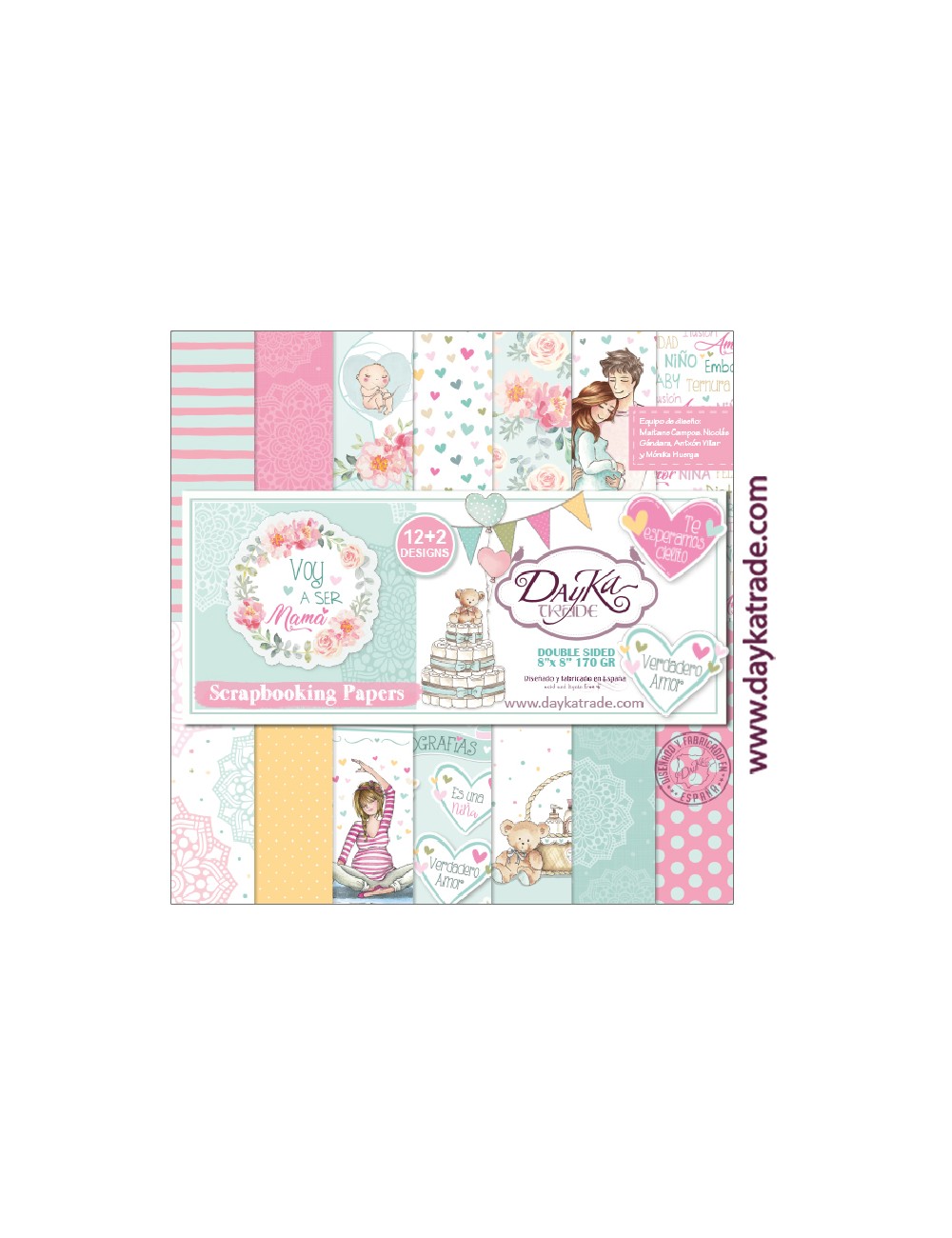 kit colección scrap "voy a ser mamá" dayka 8x8 pulgadas