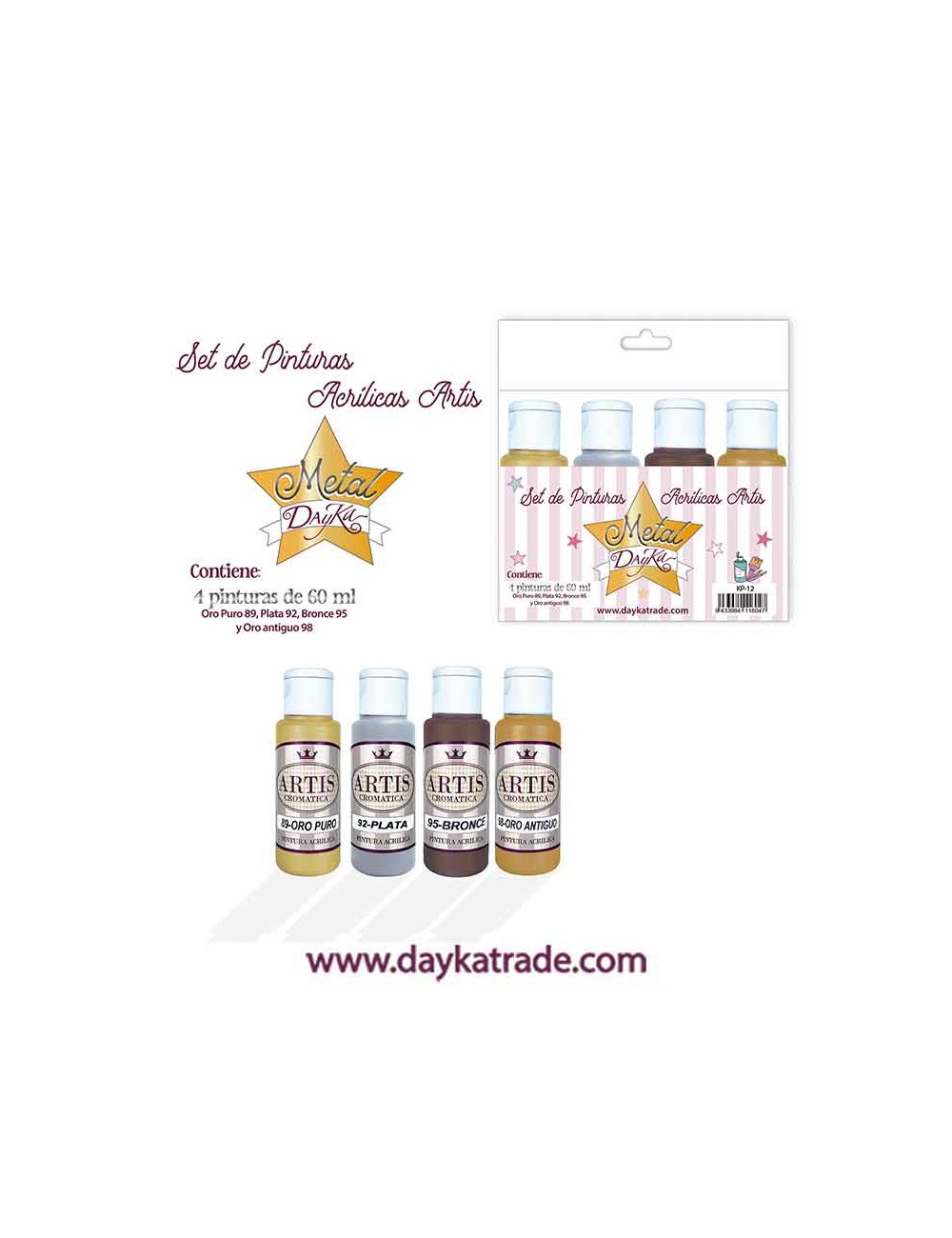 kit de pinturas acrílicas artis metal