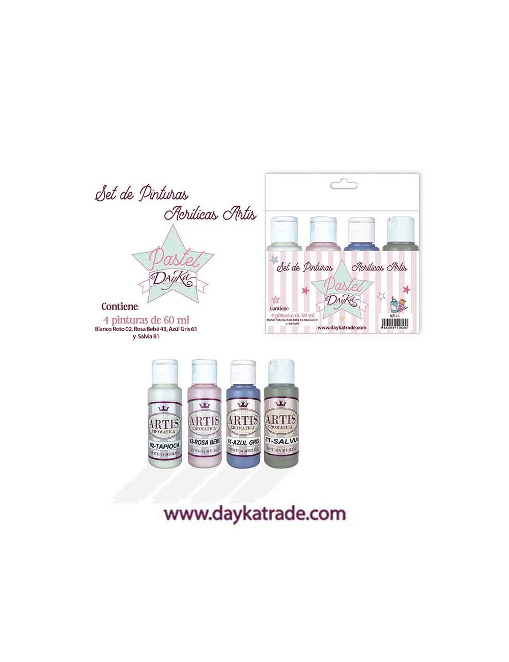 kit de pinturas acrílicas artis pastel