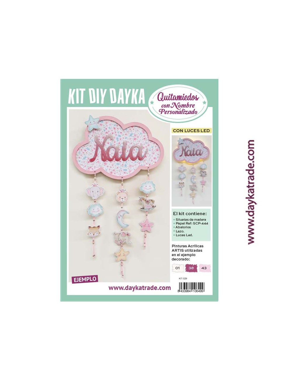 kit diy dayka "quitamiedos con nombre personalizado"