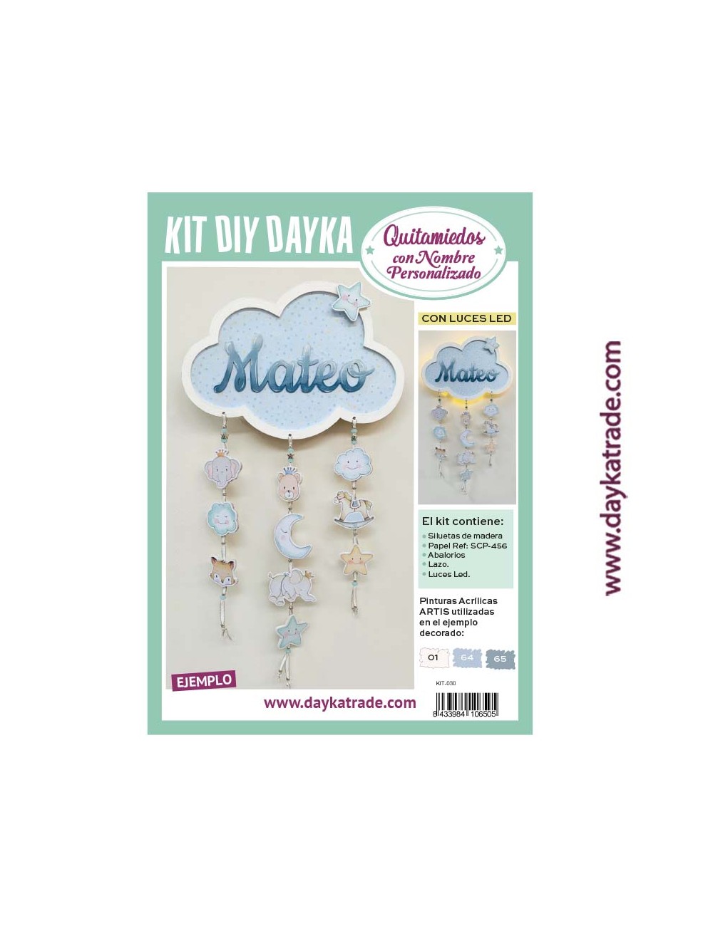 kit diy dayka "quitamiedos con nombre personalizado"