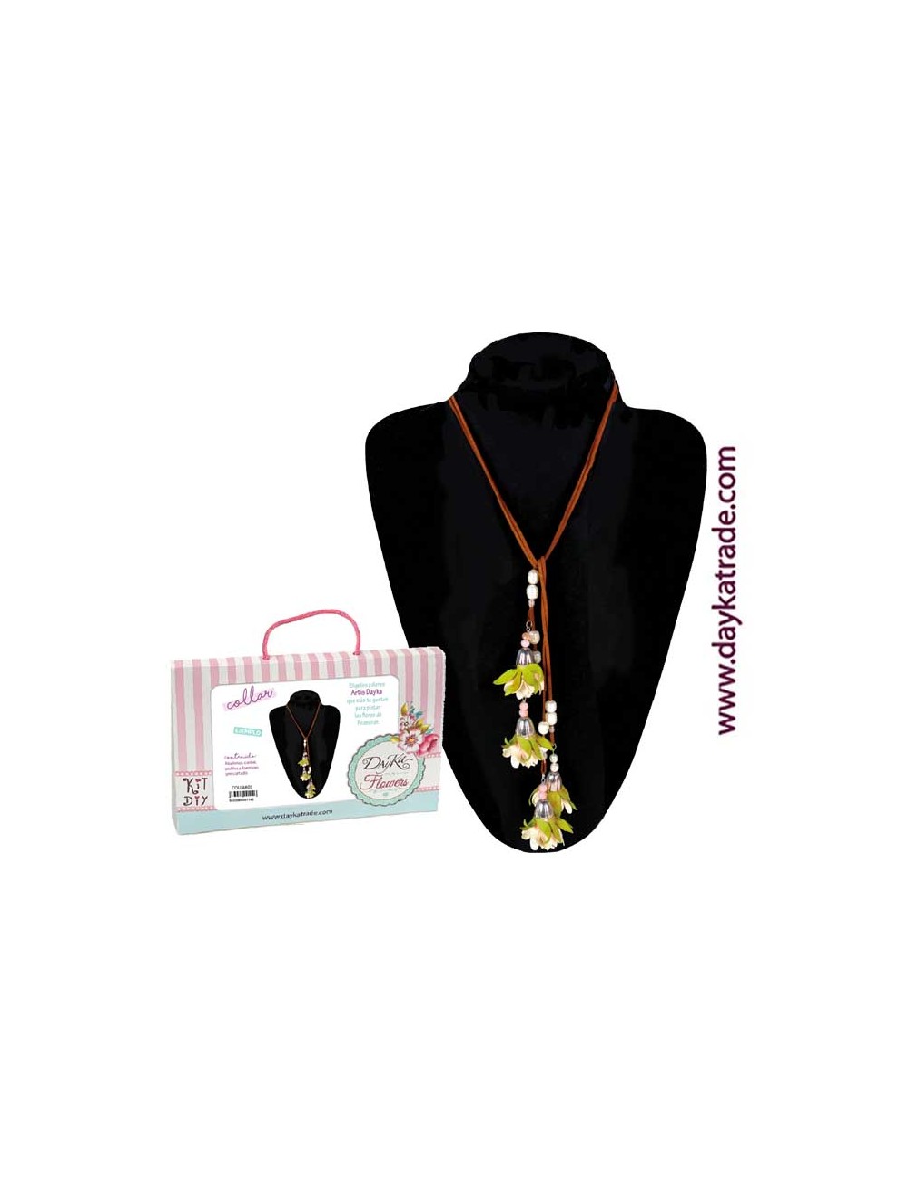 kit diy dayka collar campanilla cordón doble