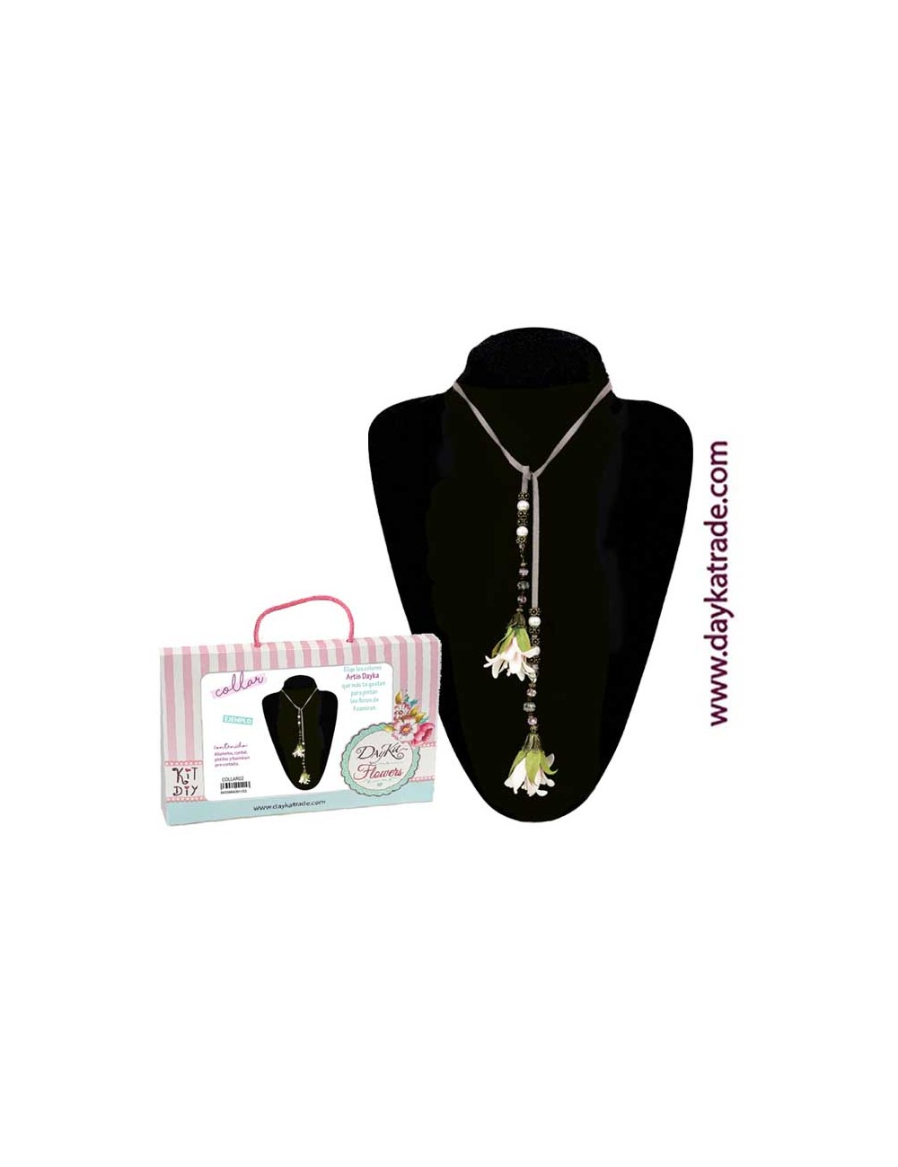 kit diy dayka collar campanilla cordón gris