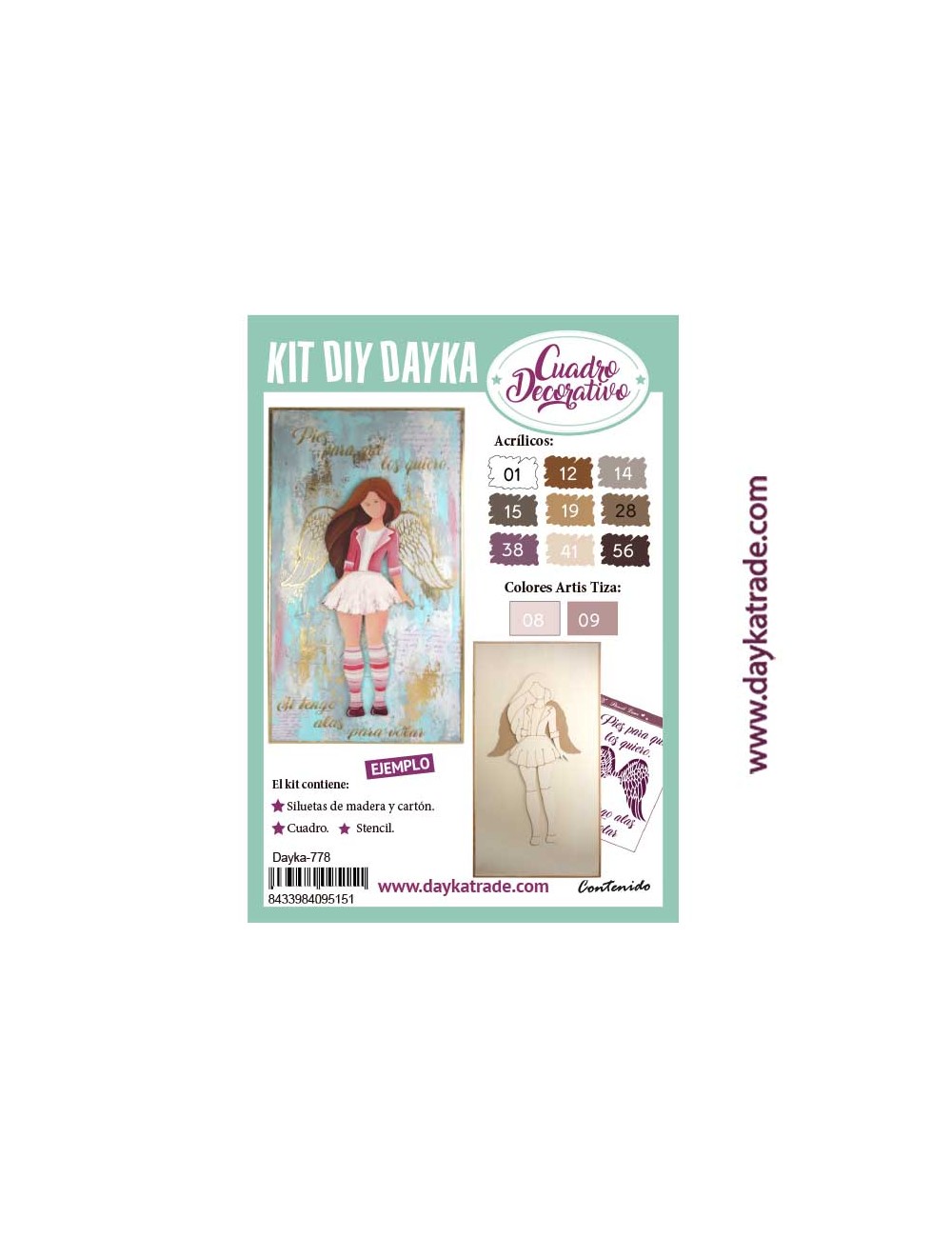 kit diy dayka cuadro chica "pies para que los quiero si tengo alas para volar"