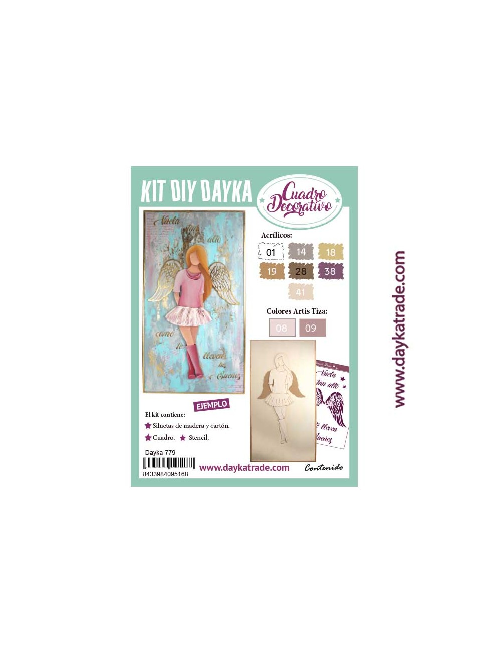 kit diy dayka cuadro chica "vuela tan alto como te lleven tus sueños"
