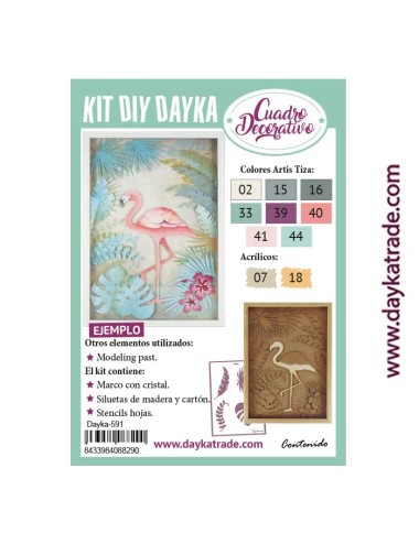 kit diy dayka cuadro flamenco con hojas