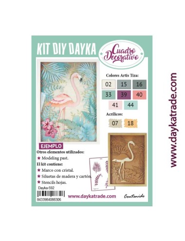 kit diy dayka cuadro flamenco con hojas