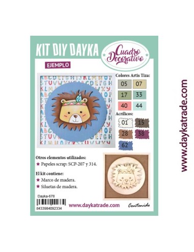kit diy dayka cuadro infantil león pluma