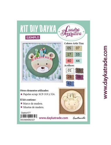kit diy dayka cuadro infantil oso pluma